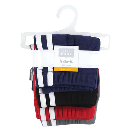 Hudson Baby Unisex Baby and Toddler Shorts Bottoms 4-Pack, Red Navy, 0-3 Months