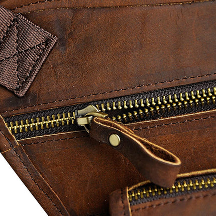 Leather Waist Pack Drop Leg Bag for Men Women Belt Bumbag Multi-Purpose Motorcycle Bike Outdoor Sports Tactical Cycling Riding Hiking Camping Pouch, #12Deep Brown, Medium