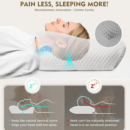 Osteo Cervical Pillow for Neck Pain Relief, Hollow Design Odorless Memory Foam Pillows with Cooling Case, Adjustable Orthopedic Bed Pillow for Sleeping, Support for Side Back Sleepers