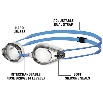 ARENA Kids Racing Goggles Tracks Junior,1E559,clear-light blue,One Size