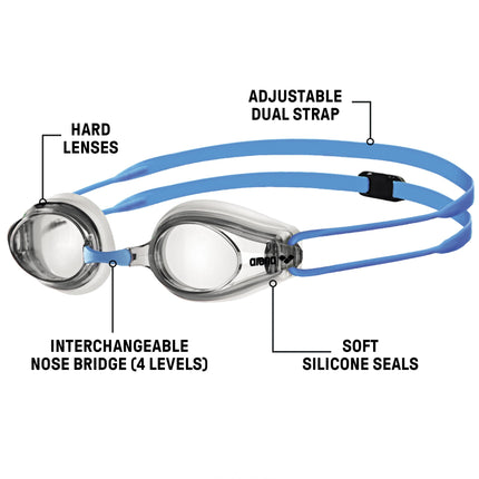 ARENA Kids Racing Goggles Tracks Junior,1E559,clear-light blue,One Size