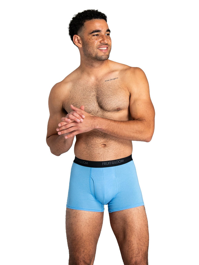 Bóxers ajustados elásticos de 4 vías Fruit of the Loom para hombre | Ropa interior ligera que absorbe la humedad | Pierna larga, pierna regular y baúl, baúl - Algodón elástico - Los colores pueden variar, S