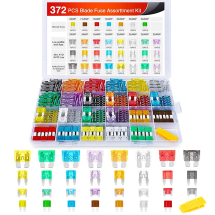 Nilight 372 PCS Car Fuses Assortment Kit Standard 