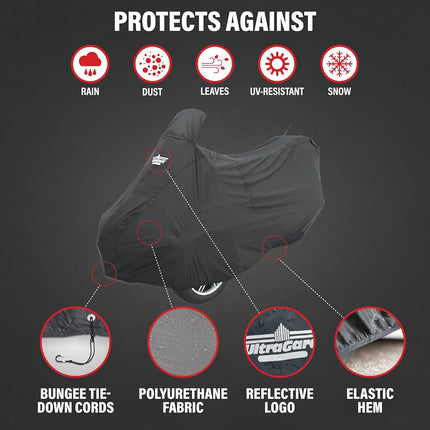 UltraGard Essentials Can-Am RT 2010-2019 Full Cover - Weather & Water Resistant Protection, Elastic Hem, Antenna Flaps, Rustproof Grommets, Windshield Liner, Zippered Pouch - Black