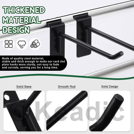 Keadic 20Pcs 2” Slatwall Hooks Set Heavy Duty Slat Wall Shelf Brackets Hanging Hook Pegboard Gridwall Panel Hook for Garage Shop Retail Display and Organization (Black)