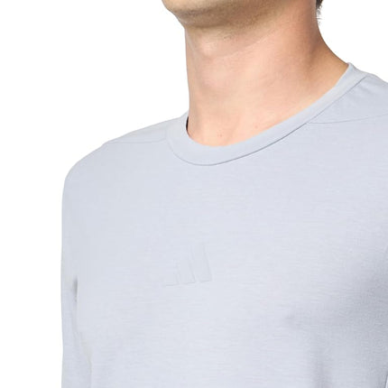 adidas Mens Designed for Training 3-Stripes T-Shirt, Halo Silver, M Tall