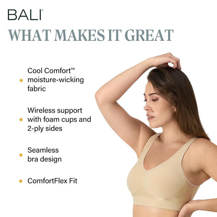 Bali Women's Comfort Revolution Shaping Wirefree With Smart Sizes bras, Nude, XXL UK