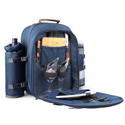 Sunflora Picnic Backpack for 2 Person, Picnic Basket Set (Navy Blue)