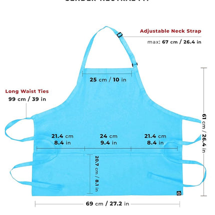 Chef Works Unisex Three Pocket Apron, Turquoise, One Size