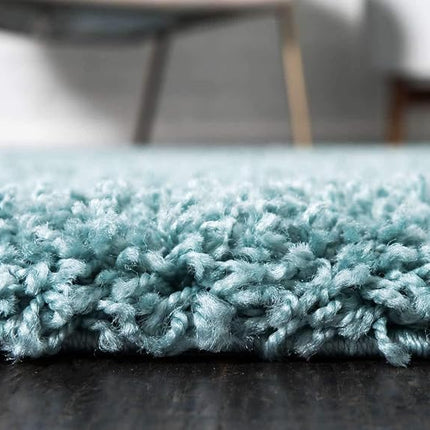 Unique Loom Solid Shag Collection Light Slate Blue 2 x 3 Area Rug (2' 2" x 3')