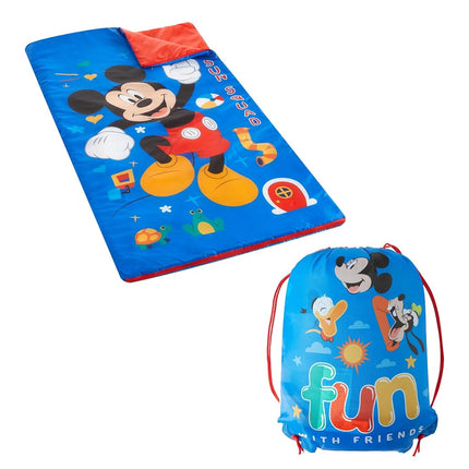 Idea Nuova Mickey Mouse 2 Piece Slumber Set with Sling Bag and Sleeping Bag, 54"x30"