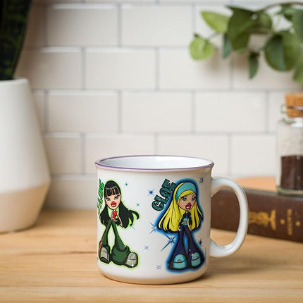 Silver Buffalo Bratz Dolls Featuring Yasmin, Sasha, Jade, and Cloe Ceramic Camper Mug, 20 Ounces