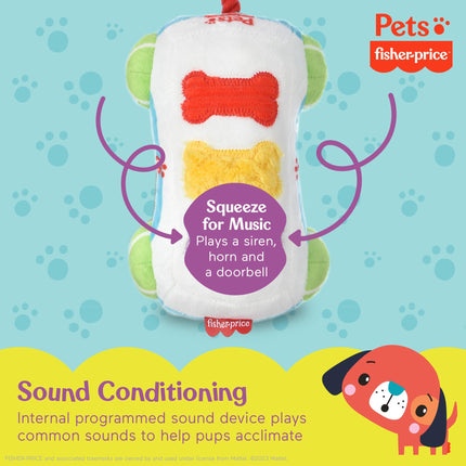 Fisher-Price para mascotas: Peluche Xilófono Sonoro para cachorros, los sonidos desensibilizan a los cachorros a los ruidos - Juguete masticable que hace ruido para cachorros - Juguete multifuncional para perros