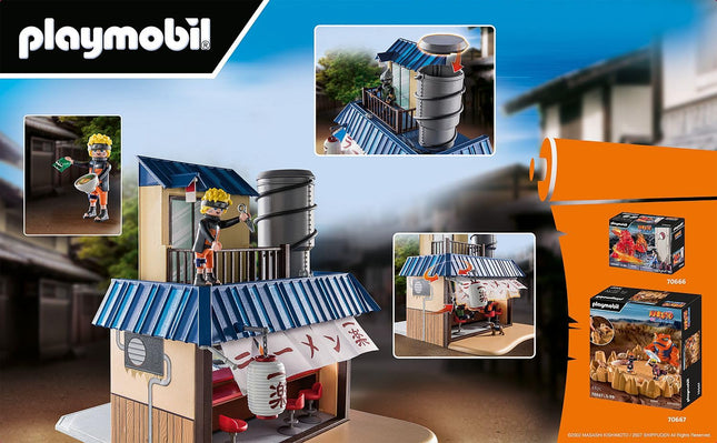 PLAYMOBIL 70668 NARUTO SHIPPUDEN Ichiraku Ramen Shop, Delicious dining experience at Ramen Shop with Naruto, Kakashi, Teuchi & Pakkun, anime, collectable playset suitable for children and fans ages 5+