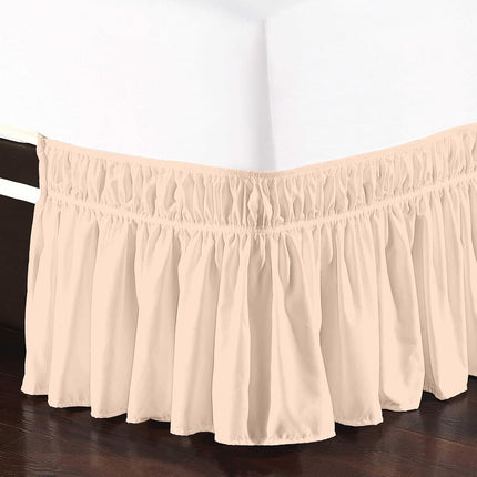 Elegant Comfort Three Fabric Sides Wrap Around Elastic Style Solid Bed Skirt, Easy On/Easy Off Dust Ruffled Bed Skirts 16 Inch Tailored Drop, Wrinkle and Fade Resistant