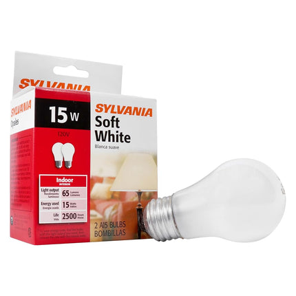 Sylvania Home Lighting 10015 Incandescnet Bulb, A15-15W-2500K, Soft White Finish, Medium Base, Pack of 2