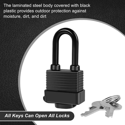 Abizarch Padlocks Keyed Alike for Outdoor use, Pack of 6, Laminated Steel Lock Set Safety Padlock, Waterproof Heavy Duty Outdoor Security Lock