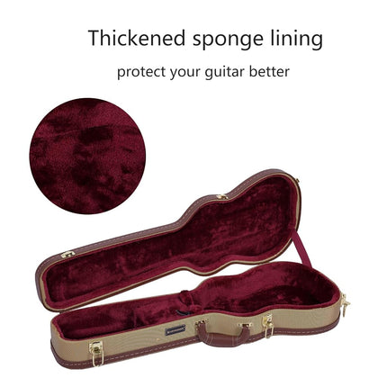 Crossrock Hard-Shell Wood Case for Baritone Ukulele, Sponge Lining, Metal Feet, Storage Space, Vinyl Tweed (CRW620BUTW)