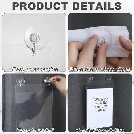 Suzile 8 Pcs Window Sign Holder Suction Cups, Acrylic Door Sign Holder