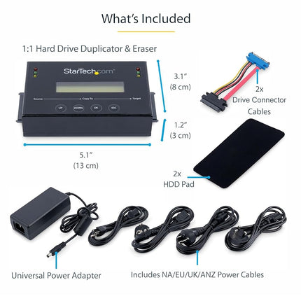 StarTech 1:1 2.5/3.5in SATA Duplicator Eraser, 14GB/min, Copier (SATDUP11)