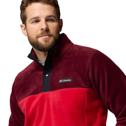 Columbia Men's Steens Mountain Half Snap 2, Fleece Pull Over, Mtn Red/Rich Wine/Black, L