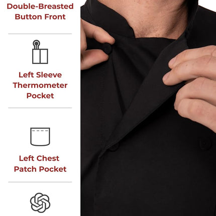 Chef Works Men's Jlclblkxs chefs jackets, Black, XS UK