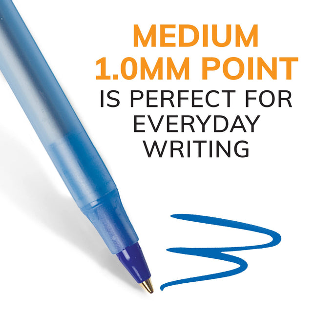 Bolígrafo BIC Round Stic Xtra Life, punto mediano (1.0 mm), azul, barril redondo flexible para mayor comodidad al escribir, 36 unidades (paquete de 6, 316 unidades en total)