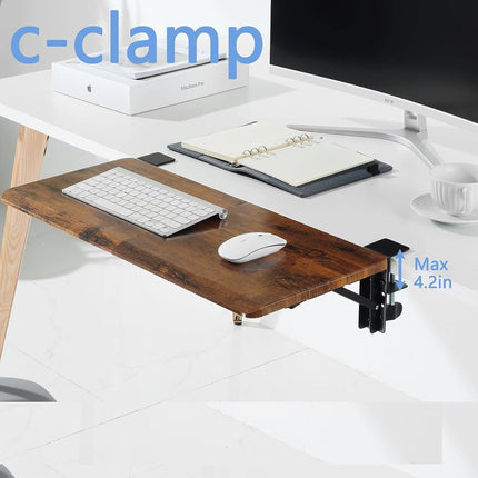 ETHU Ergonomics Desk Extender Tray, 25.6"x11.4" Large Size Foldable Keyboard Drawer Tray Clamp On, Armrest Support for Home and Office
