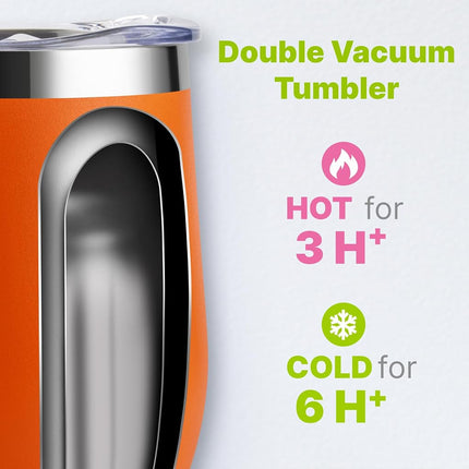 Mollcity 12 oz Tumbler with Handle and Straw-Stainless Steel Double Wall Vacuum Insulated Tumbler Cup with Lid-Reusable Metal Travel Cup Leak Proof and BPA Free (Teal-Orange)