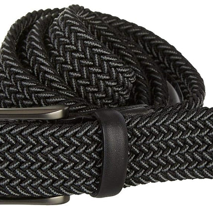 Perry Ellis Men's Woven Stretch Leather-Trim Belt, Gray, Large