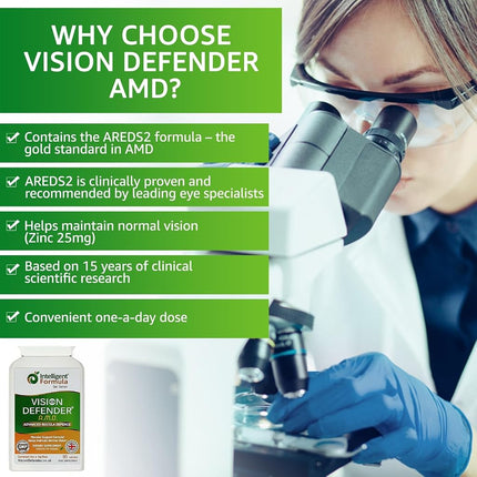 Vision Defender AREDS2 Eye Vitamins, Lutein Zinc Copper, Vegan, 90 Tablets
