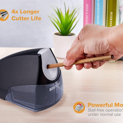 Bostitch Office Personal Electric Pencil Sharpener, Powerful Stall-Free Motor, High Capacity Shavings Tray, 7yr Warranty, Chrome Metallic