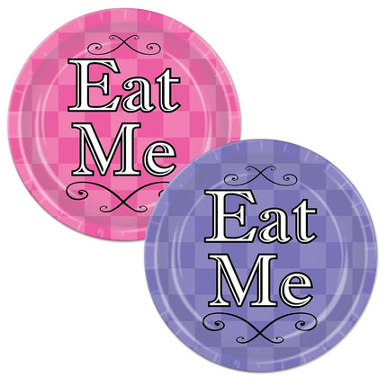 Beistle 58183 24 Piece Alice In Wonderland Plates, 7", Lavender/Pink/Black/White