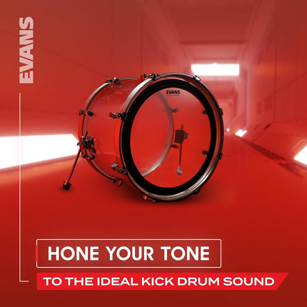 Evans REMAD Resonant Bass Drum Head, Adjustable Damping System with Foam Damping Ring, Black, 18 Inch