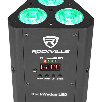 Luz Par DMX inalámbrica Rockville 54w RGBWA+UV con batería recargable (RockWedge LED)