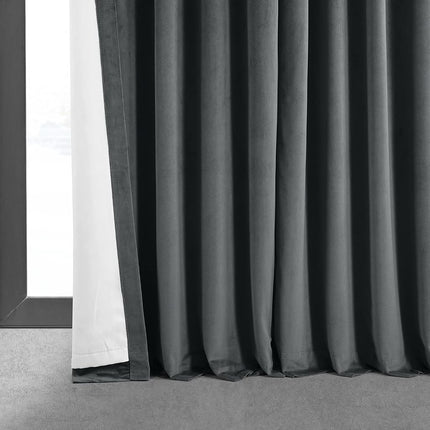 HPD Half Price Drapes Extra Wide Signature Velvet 120 Inch Long(1 Panel) 4-Pass Hotel Lined Window Thermal Blackout Curtains for Bedroom 100W x 120L, Natural Grey, 100" W x 120" L (Pack of 1)