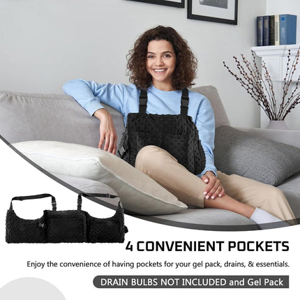 Geelin Post Mastectomy Pillow, Breast Surgery Lumpectomy Recovery Supplies, Post Mastectomy Essentials, Breast Reduction Pillow Recovery Belt Protection Surgery Gift (Black)