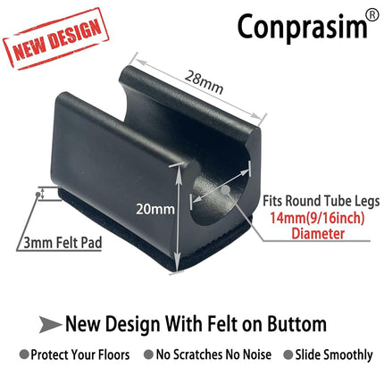 Rectangle U Shaped Sled Chair Leg Tips Cap with Felt Pads,Floor Protectors