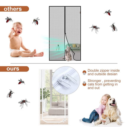 Dixutzi Reinforced Cat Screen Door Fits Door Size 38''x 82'', Heavy Duty Pets Proof Screen Door with Zipper, Prevent Dogs Cats Running Out from Home (White)