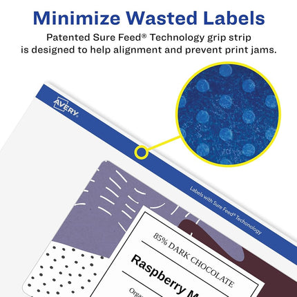 Avery Matte White Removable Rectangle Labels with Sure Feed Technology, Print-to-The-Edge, 3" x 5", 45 Removable Labels, Laser/Inkjet Printable Labels