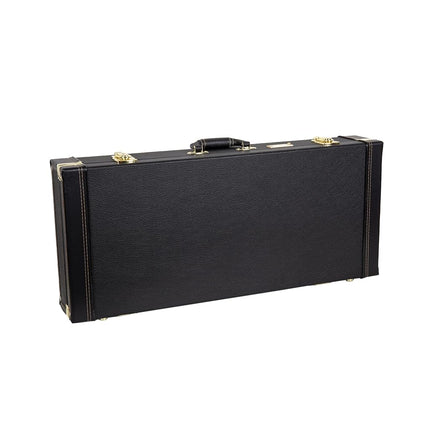 Étui en bois rectangulaire Crossrock pour mandolines de style A, avec compartiment pour accessoires, loquets en acier inoxydable, pieds en métal - Noir (CRW620MABK-R)