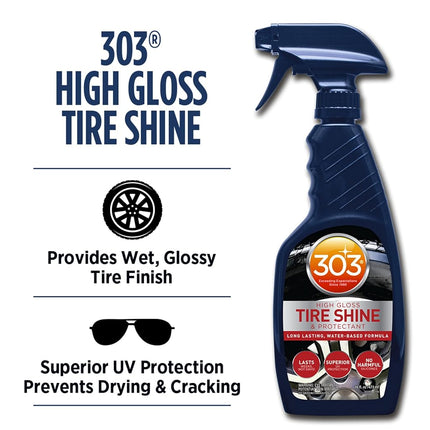 Produits 303 Brillant et Protecteur pour pneus haute brillance - Formule longue durée à base d'eau - Dure des semaines - Sans silicones nocifs - Dure des semaines, pas des jours, 473 ml (30395CSR) L'emballage peut varier