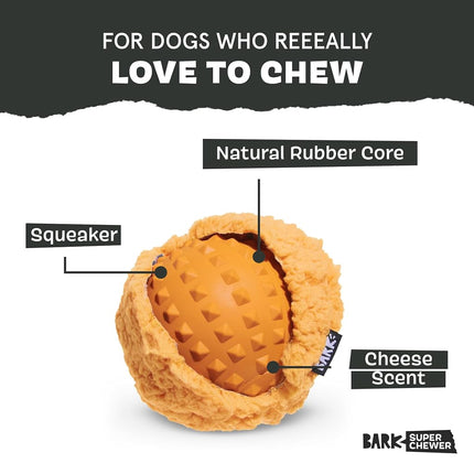 Barkbox Cheeze Brawl Super Chewer Plush Toy with Hard Core Center, Large