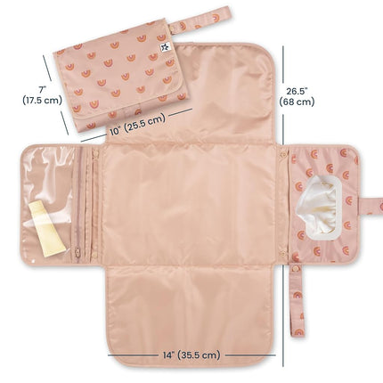 Tiny Twinkle TT-CP-53 Diaper Pouch that doubles as a Mat, Large Capacity, Travel, Accessory Bag, Diaper Changing Sheet, Wipes Bag, Rainbow