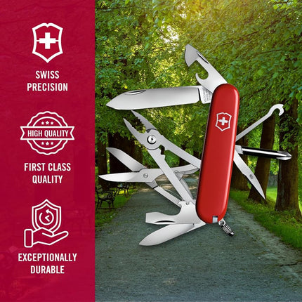 Victorinox Swiss Army Pocket Knife Deluxe Tinker with 17 Functions, Red