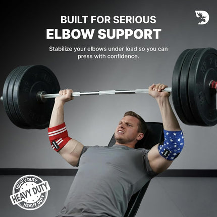 DMoose Fitness Elbow Wraps for Weightlifting (Pair) 40" Adjustable Brace for Joint Support, Pain Relief & Tendonitis-Elbow Straps for Weight Lifting, Bench Press & Gym Workouts, Band for Men & Women