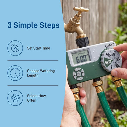 ORBIT 3-Outlet Hose Watering Timer, Green