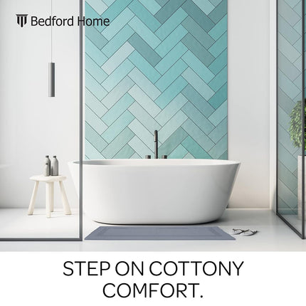 Bedford Home 100 Percent Cotton Reversible Long Bath Rug - Silver - 24x60