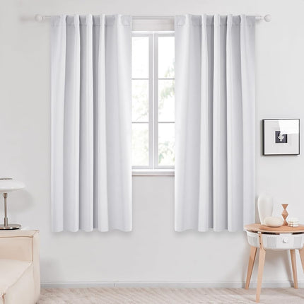 Deconovo Light Silver Grey Blackout Curtains for Bedroom - (42x63 Inch, 2 Panels), Solid Room Darkening Rod Pocket and Back Tab Curtains for Living Room