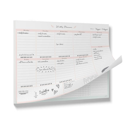 Peachly Desktop Weekly Planner Notepad | 60 Undate